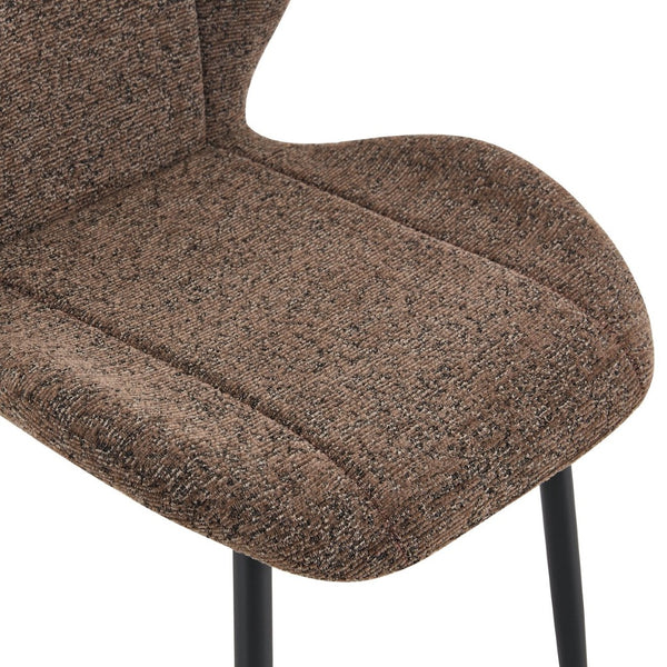 English Elm 4 Retro Brown Fabric Dining Chairs with Curved Backs Steel Legs for Home or Office W1512P508661