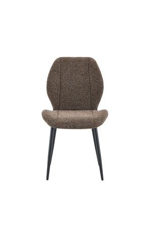 English Elm 4 Retro Brown Fabric Dining Chairs with Curved Backs Steel Legs for Home or Office W1512P508661