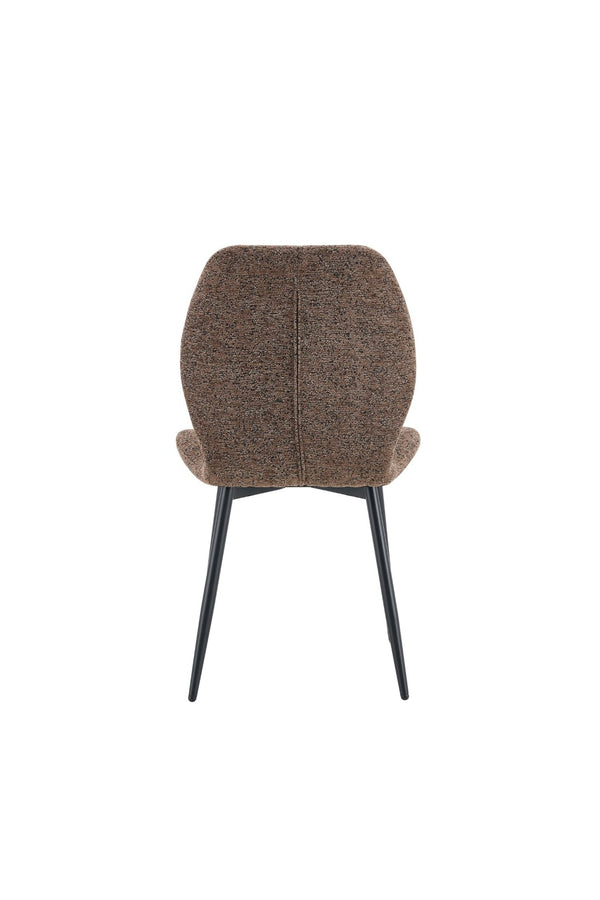 English Elm 4 Retro Brown Fabric Dining Chairs with Curved Backs Steel Legs for Home or Office W1512P508661