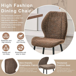 English Elm 4 Retro Brown Fabric Dining Chairs with Curved Backs Steel Legs for Home or Office W1512P508661