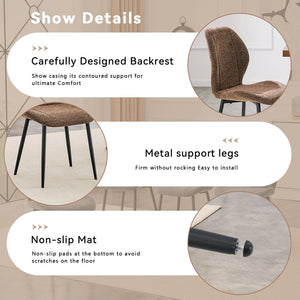 English Elm 4 Retro Brown Fabric Dining Chairs with Curved Backs Steel Legs for Home or Office W1512P508661