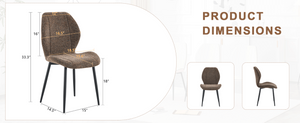 English Elm 4 Retro Brown Fabric Dining Chairs with Curved Backs Steel Legs for Home or Office W1512P508661