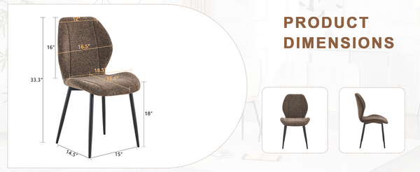 English Elm 4 Retro Brown Fabric Dining Chairs with Curved Backs Steel Legs for Home or Office W1512P508661