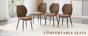 English Elm 4 Retro Brown Fabric Dining Chairs with Curved Backs Steel Legs for Home or Office W1512P508661