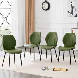English Elm 4 Retro PU Leather Dining Chairs with Ergonomic Support and Matte Black Metal Legs W1512P508675