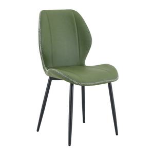 English Elm 4 Retro PU Leather Dining Chairs with Ergonomic Support and Matte Black Metal Legs W1512P508675