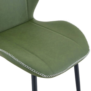 English Elm 4 Retro PU Leather Dining Chairs with Ergonomic Support and Matte Black Metal Legs W1512P508675
