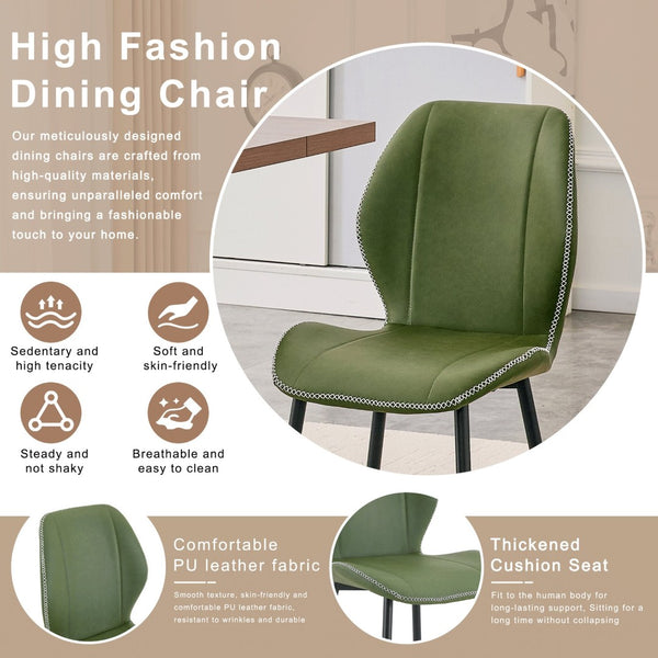 English Elm 4 Retro PU Leather Dining Chairs with Ergonomic Support and Matte Black Metal Legs W1512P508675