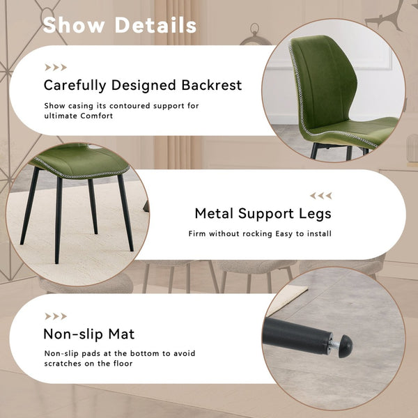 English Elm 4 Retro PU Leather Dining Chairs with Ergonomic Support and Matte Black Metal Legs W1512P508675
