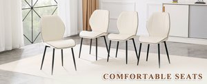 English Elm 4-Pack PU Leather Dining Chairs with Steel Legs Cushioned Seats for Kitchen or Office W1512P508686