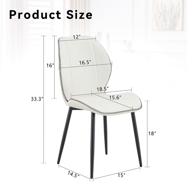 English Elm 4-Pack PU Leather Dining Chairs with Steel Legs Cushioned Seats for Kitchen or Office W1512P508686