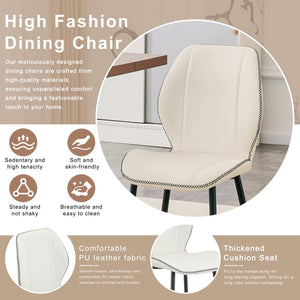 English Elm 4-Pack PU Leather Dining Chairs with Steel Legs Cushioned Seats for Kitchen or Office W1512P508686