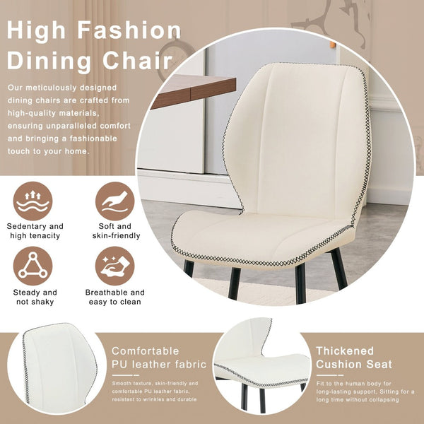 English Elm 4-Pack PU Leather Dining Chairs with Steel Legs Cushioned Seats for Kitchen or Office W1512P508686