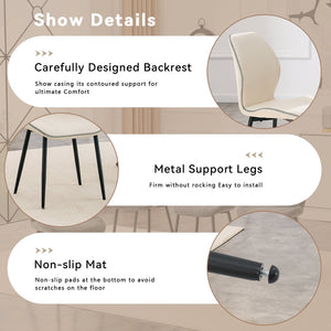 English Elm 4-Pack PU Leather Dining Chairs with Steel Legs Cushioned Seats for Kitchen or Office W1512P508686