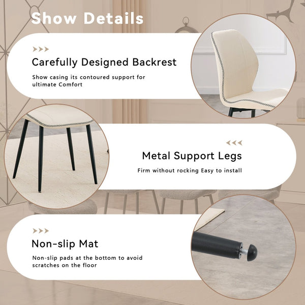 English Elm 4-Pack PU Leather Dining Chairs with Steel Legs Cushioned Seats for Kitchen or Office W1512P508686