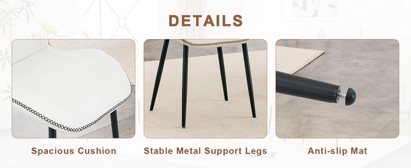 English Elm 4-Pack PU Leather Dining Chairs with Steel Legs Cushioned Seats for Kitchen or Office W1512P508686