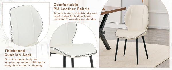 English Elm 4-Pack PU Leather Dining Chairs with Steel Legs Cushioned Seats for Kitchen or Office W1512P508686