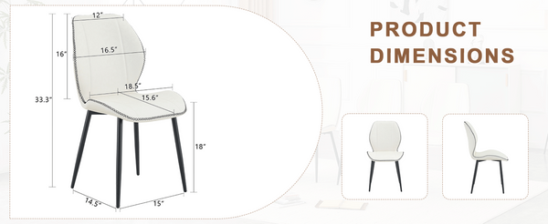 English Elm 4-Pack PU Leather Dining Chairs with Steel Legs Cushioned Seats for Kitchen or Office W1512P508686