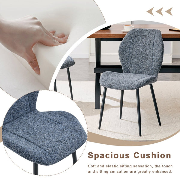 English Elm 4-Pack Upholstered Dining Chairs Ergonomic Cushioned Seats with Black Metal Legs Modern Set W1512P508689