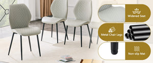 English Elm Set of 4 Diamond Quilted Pu Leather Dining Chairs with Slim Metal Legs Modern Style Light Gray W1512P508707