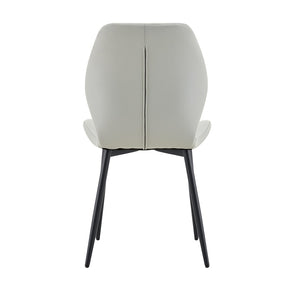 English Elm Set of 4 Diamond Quilted Pu Leather Dining Chairs with Slim Metal Legs Modern Style Light Gray W1512P508707