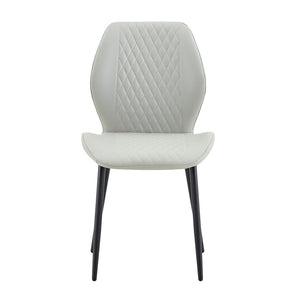 English Elm Set of 4 Diamond Quilted Pu Leather Dining Chairs with Slim Metal Legs Modern Style Light Gray W1512P508707