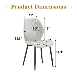 English Elm Set of 4 Diamond Quilted Pu Leather Dining Chairs with Slim Metal Legs Modern Style Light Gray W1512P508707