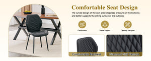 English Elm Set of 4 Diamond Quilted Pu Leather Dining Chairs with Slim Metal Legs Modern Style Black W1512P508717