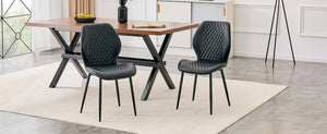 English Elm Set of 4 Diamond Quilted Pu Leather Dining Chairs with Slim Metal Legs Modern Style Black W1512P508717