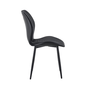 English Elm Set of 4 Diamond Quilted Pu Leather Dining Chairs with Slim Metal Legs Modern Style Black W1512P508717