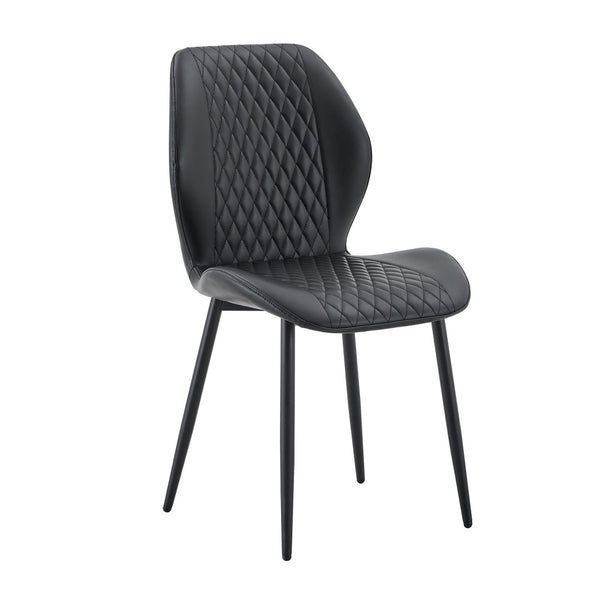 English Elm Set of 4 Diamond Quilted Pu Leather Dining Chairs with Slim Metal Legs Modern Style Black W1512P508717