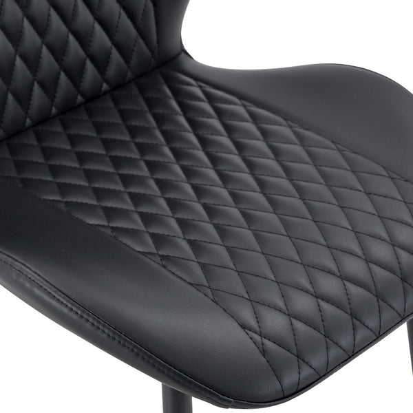 English Elm Set of 4 Diamond Quilted Pu Leather Dining Chairs with Slim Metal Legs Modern Style Black W1512P508717