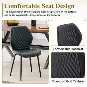 English Elm Set of 4 Diamond Quilted Pu Leather Dining Chairs with Slim Metal Legs Modern Style Black W1512P508717