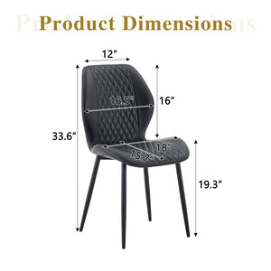 English Elm Set of 4 Diamond Quilted Pu Leather Dining Chairs with Slim Metal Legs Modern Style Black W1512P508717