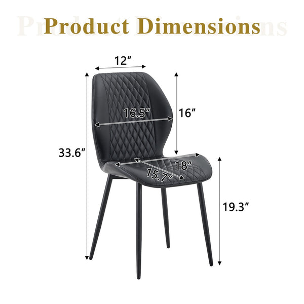 English Elm Set of 4 Diamond Quilted Pu Leather Dining Chairs with Slim Metal Legs Modern Style Black W1512P508717