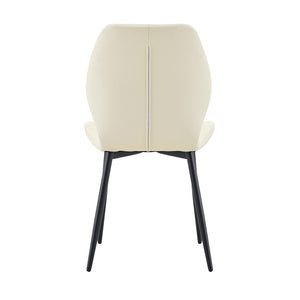 English Elm Set of 4 Diamond Quilted Pu Leather Dining Chairs with Slim Metal Legs Modern Style White W1512P508718