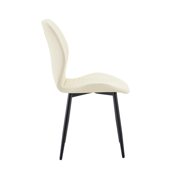 English Elm Set of 4 Diamond Quilted Pu Leather Dining Chairs with Slim Metal Legs Modern Style White W1512P508718