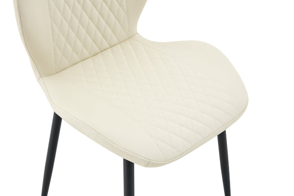 English Elm Set of 4 Diamond Quilted Pu Leather Dining Chairs with Slim Metal Legs Modern Style White W1512P508718