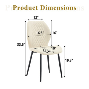 English Elm Set of 4 Diamond Quilted Pu Leather Dining Chairs with Slim Metal Legs Modern Style White W1512P508718