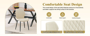 English Elm Set of 4 Diamond Quilted Pu Leather Dining Chairs with Slim Metal Legs Modern Style White W1512P508718