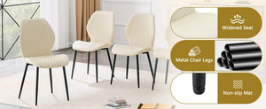 English Elm Set of 4 Diamond Quilted Pu Leather Dining Chairs with Slim Metal Legs Modern Style White W1512P508718