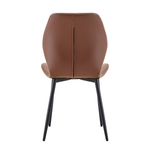 English Elm Set of 4 Diamond Quilted Pu Leather Dining Chairs with Slim Metal Legs Modern Style Brown W1512P508719