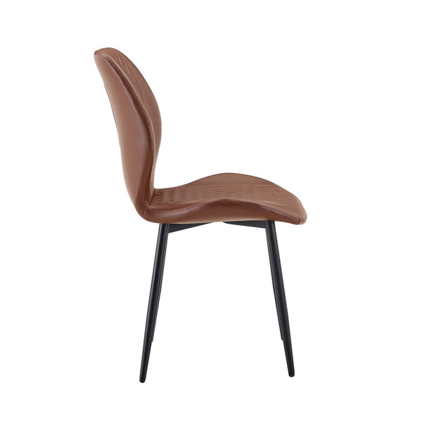English Elm Set of 4 Diamond Quilted Pu Leather Dining Chairs with Slim Metal Legs Modern Style Brown W1512P508719