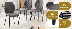 English Elm Set of 4 Diamond Quilted Pu Leather Dining Chairs with Slim Metal Legs Modern Style Dark Gray W1512P508720