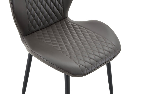 English Elm Set of 4 Diamond Quilted Pu Leather Dining Chairs with Slim Metal Legs Modern Style Dark Gray W1512P508720