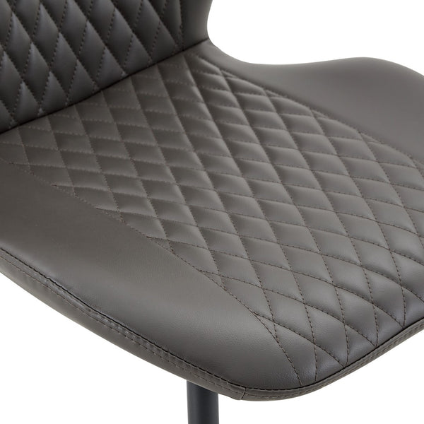 English Elm Set of 4 Diamond Quilted Pu Leather Dining Chairs with Slim Metal Legs Modern Style Dark Gray W1512P508720