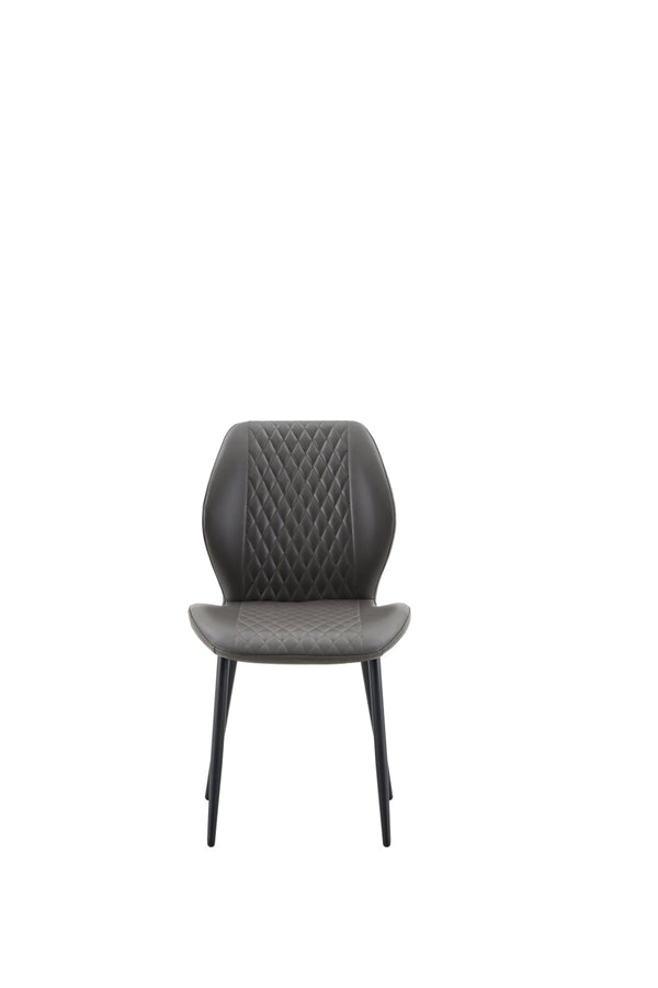 English Elm Set of 4 Diamond Quilted Pu Leather Dining Chairs with Slim Metal Legs Modern Style Dark Gray W1512P508720