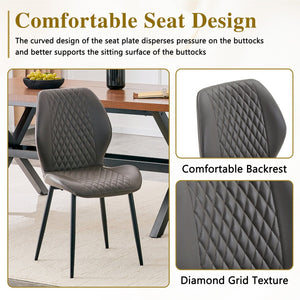 English Elm Set of 4 Diamond Quilted Pu Leather Dining Chairs with Slim Metal Legs Modern Style Dark Gray W1512P508720