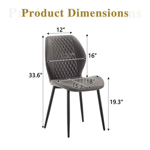 English Elm Set of 4 Diamond Quilted Pu Leather Dining Chairs with Slim Metal Legs Modern Style Dark Gray W1512P508720