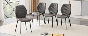 English Elm Set of 4 Diamond Quilted Pu Leather Dining Chairs with Slim Metal Legs Modern Style Dark Gray W1512P508720